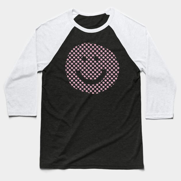 Smiley Face Pattern Prism Pink Baseball T-Shirt by ellenhenryart